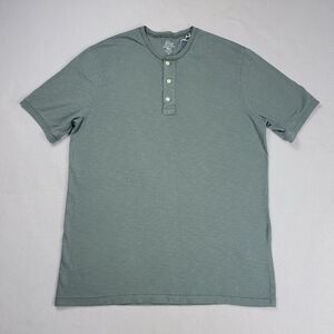 J.Crew Henley T-Shirt Men's Size XLT Green Short Sleeve Slub Cotton Yarn NEW